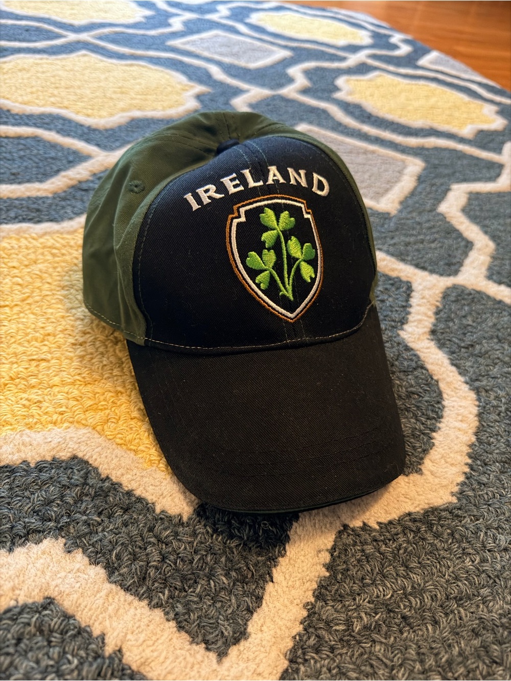 Ireland Embroidered Shamrock Baseball Cap - Black & Green